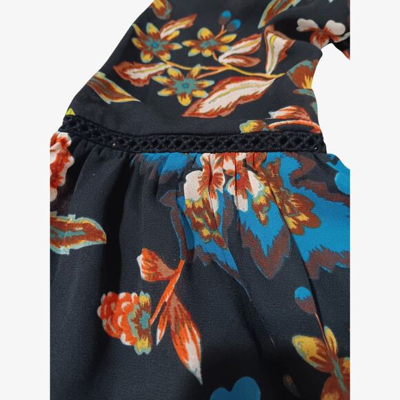 INC Sheer Boho Floral Blouse Top Petite Small Flare Ruffled Crochet Lace Flowy - Picture 7 of 11